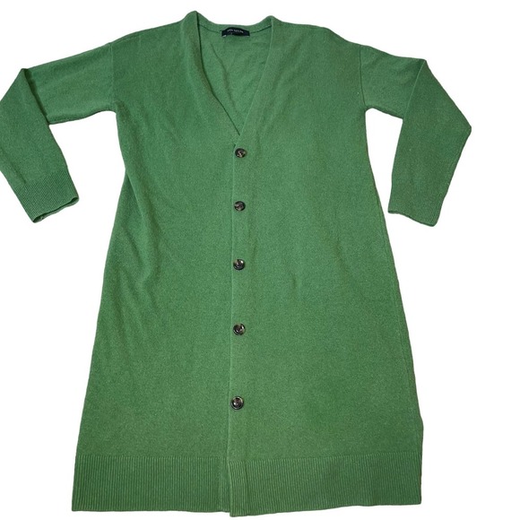 Ann Taylor cardigan sweater long button up green wool blend knit SZ XS - Picture 2 of 7